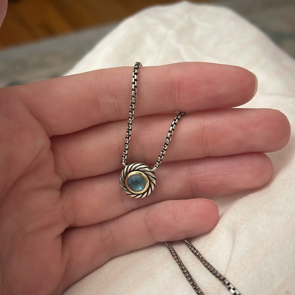Authentic David Yurman necklace with Blue Topaz